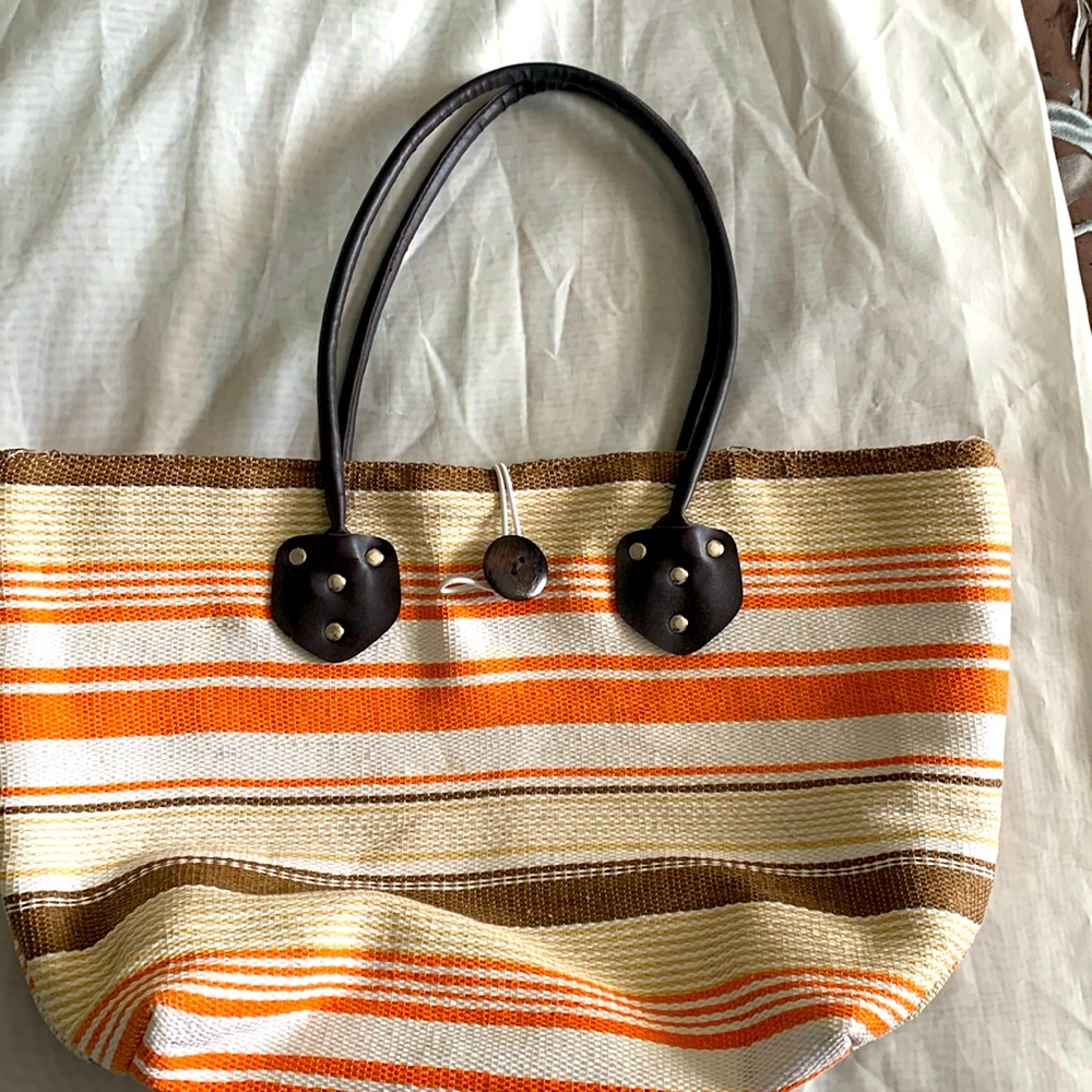 Women’s Woven Striped Tote Bag
